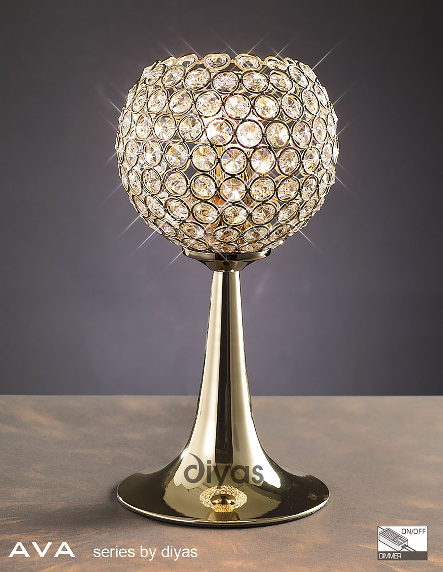 Ava French Gold Crystal Table Lamps Diyas Shaded Table Lamps